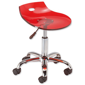 Influx Chiaro Stool Acrylic W380xD380xH390-510mm Red Ref 1009 Red