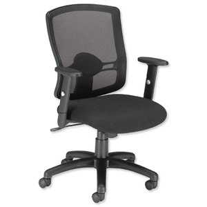 Influx Task Mesh Back Armchair Seat W500xD480xH450-550mm Black Ref 10892-02