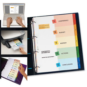 Avery ReadyIndex Dividers with Coloured Contents Sheet Matching Mylar Tabs 1-12 Ref 01736501