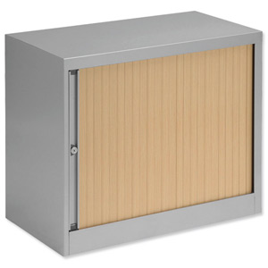Bisley A4 EuroTambour Low Cupboard W800xD430xH695mm Silver Frame and Maple Shutters Ref ET408/06 MP arn