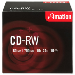 Imation CD-RW Rewritable Disk Cased 10x-24x Speed 80min 700Mb Ref 22045 [Pack 10]
