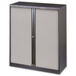 Bisley A4 EuroTambour 3 Shelves W1000xD430xH1600mm Black Frame Silver Shutters Ref ET410/16/3S.SL arn