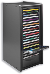 Compucessory CD Storage Tower MDF One-Touch for 20 Disks W172xD197xH370mm Dark Silver Ref 442668