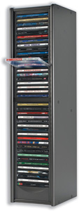 Compucessory CD Storage Tower MDF One-Touch for 40 Disks W172xD197xH677mm Dark Silver Ref 442676