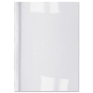 GBC Thermal Binding Covers 6mm Front PVC Clear Back Leathergrain A4 White Ref IB451027 [Pack 100]