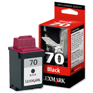 Lexmark No. 70 Inkjet Cartridge Page Life 600pp Black Ref 12AX970E Ident: 823F