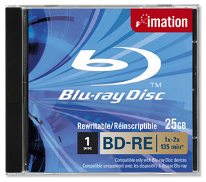 Imation Blu-ray BD-RE Rewritable Disk Speed 1-2X 25GB Ref 26165