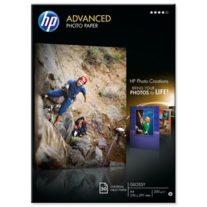 Hewlett Packard [HP] Advanced Photo Paper Glossy 250gsm A4 Ref Q8698A [50 Sheets]