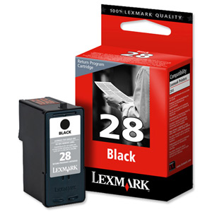 Lexmark No. 28 Inkjet Print Cartridge Return Program Page Life 175pp Black Ref 18C1428E