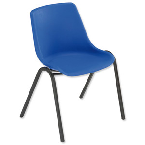 Trexus Polypropylene Chair Stackable with Black Frame Seat W460xD420xH460mm Blue