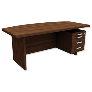 Adroit Virtuoso Executive Desk Bow Fronted with Right Hand Pedestal W1800xD710-930xH750mm Dark Walnut