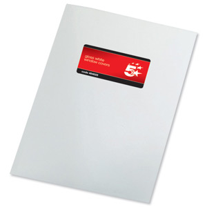 5 Star Binding Covers 250gsm with Window A4 Gloss White [Box 50 Pairs]