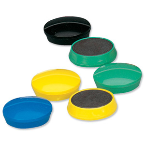 5 Star Round Plastic Covered Magnets 30mm Assorted [Pack 10]
