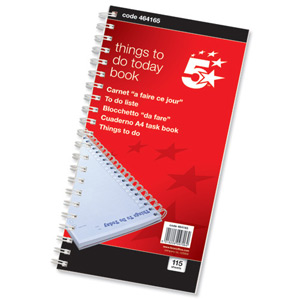 5 Star Things To Do Today Book Wirebound 6 Months 115 Pages 280x140mm