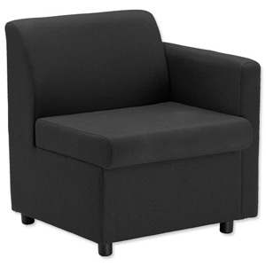 Trexus Modular Reception Chair with Left Arm Fully Upholstered W660xD625xH420mm Black Ref PS1046L