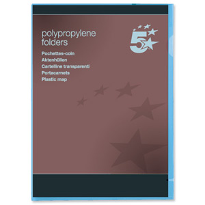 5 Star Folder Cut Flush Polypropylene Copy-safe Translucent A4 Blue [Pack 25]
