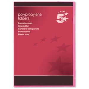 5 Star Folder Cut Flush Polypropylene Copy-safe Translucent A4 Red [Pack 25]