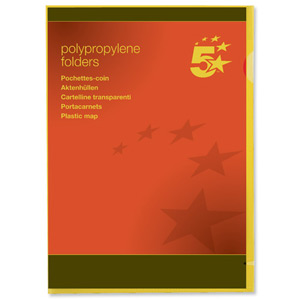 5 Star Folder Cut Flush Polypropylene Copy-safe Translucent A4 Yellow [Pack 25]