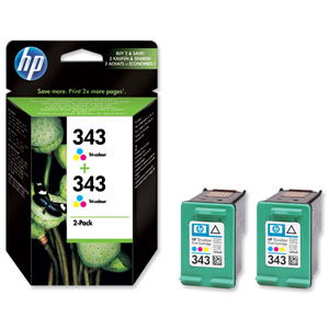 Hewlett Packard [HP] No. 343 Inkjet Cartridge Page Life 520pp 2x7ml Colour Ref CB332EE [Twin Pack] Ident: 812B