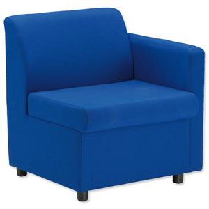 Trexus Modular Reception Chair with Left Arm Fully Upholstered W660xD625xH420mm Blue Ref PS1046L