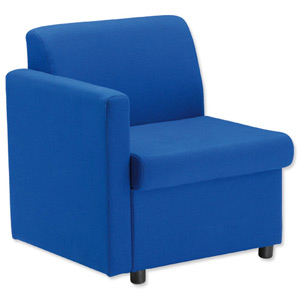 Trexus Modular Reception Chair with Right Arm Fully Upholstered W660xD625xH420mm Blue Ref 1046R
