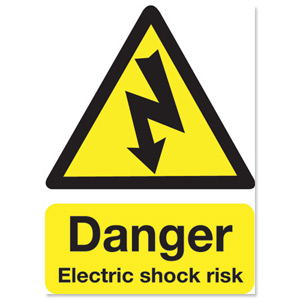 Stewart Superior Safety Sign Danger Shock Risk 200x150mm Self-adhesive Vinyl Ref KS002SAV