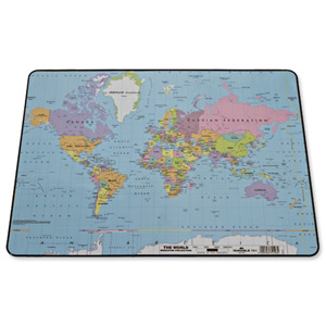 Durable World Map Desk Mat PVC Non-slip Base W530xD400mm Ref 7211/19