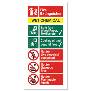Stewart Superior Sign Wet Chemical Extinguisher Fire Safety Self Adhesive Vinyl W100xH200mm Ref FF100SAV