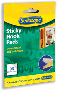 Sellotape Sticky Hook Pads 96 Pads 20x20mm Yellow Ref 504050