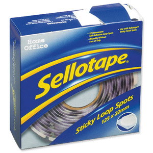 Sellotape Sticky Loop Spots in Handy Dispenser of 125 Spots Diameter 22mm each White Ref 1445181