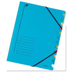 Leitz File Colourspan Cardboard Elasticated 12-Part Blue Ref 3912-35 [Pack 5]