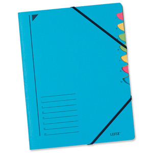 Leitz File Colourspan Cardboard Elasticated 7-Part Blue Ref 3907-35 [Pack 5]