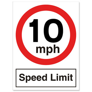 Stewart Superior Speed Limit Sign 10MPH for Outdoor Use Foamboard W300xH400mm Ref KS012