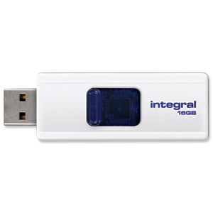 Integral Slide Flash Drive USB 2.0 Retractable 16GB White Ref INFD16GBSLDWH