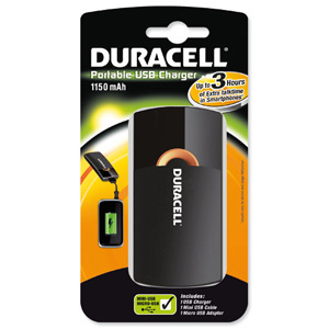 Duracell Battery Portable Backup USB Charger supplies 3 Hour Charge Single Device Ref 81296700