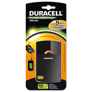 Duracell Battery Portable Backup USB Charger supplies 5 Hour Charge Two Devices Ref 81299558