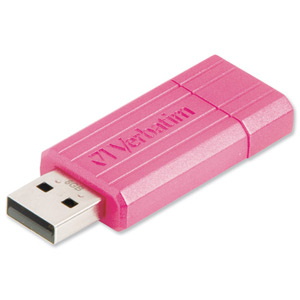Verbatim PinStripe Drive USB 2.0 Retractable Read 10MB/s Write 4MB/s 8GB Pink Ref 47397