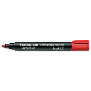 Staedtler Lumocolor Permanent Marker Bullet Tip 2mm Line Red Ref 3522 [Pack 10]