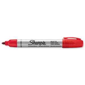 Sharpie Metal Permanent Marker Small Bullet Tip 1.0mm Line Red Ref S0945740 [Pack 12]