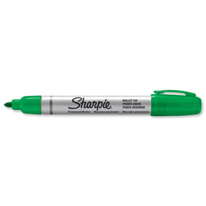 Sharpie Metal Permanent Marker Small Bullet Tip 1.0mm Line Green Ref S0945750 [Pack 12]