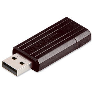 Verbatim PinStripe Drive USB 2.0 Retractable Read 10MB/s Write 4MB/s 8GB Black Ref 49062
