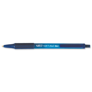 Bic SoftFeel Clic Pen Retractable Rubberised Barrel 1.0mm Tip 0.3mm Line Blue Ref 837398 [Pack 12]