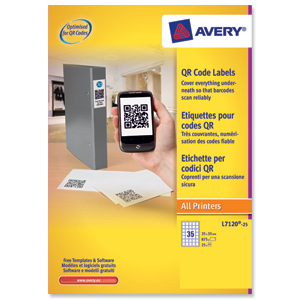 Avery Blockout QR Code Label 35 per Sheet 35x35mm White Square Ref L7120-25 [875 labels]