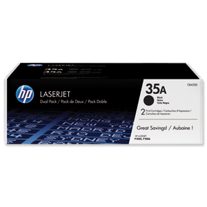 Hewlett Packard [HP] No. 35A Laser Toner Cartridge Page Life 3000pp Black Ref CB435AD [Pack 2] Ident: 814N