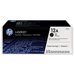 Hewlett Packard [HP] No. 12A Laser Toner Cartridge Page Life 4000pp Black Ref Q2612AD [Pack 2]