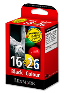 Lexmark No. 16 and No. 26 Inkjet Cartridges Black and Colour Ref 0080D2126
