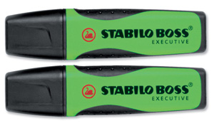 Stabilo Boss Executive Highlighters Anti-smudge with Soft Grip Green Ref 73/52 [Pack 10]