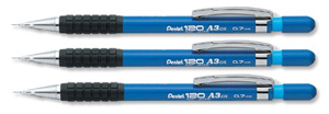 Pentel A300 Automatic Pencil with Rubber Grip and 2 x HB 0.7mm Lead Blue Barrel Ref A317-C [Pack 12]