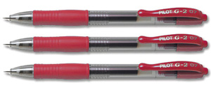 Pilot G207 Gel Rollerball Pen Rubber Grip Retractable 0.7mm Tip 0.4mm Line Red Ref BLG20702 [Pack 12]