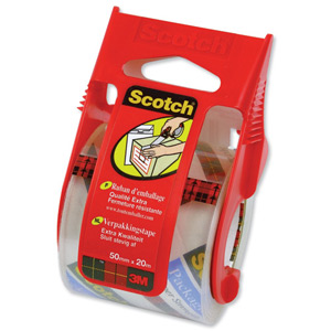 Scotch Packaging Tape Extra Quality in Dispenser for 5kg up to 10kg 50mmx20m Clear Ref E5020D